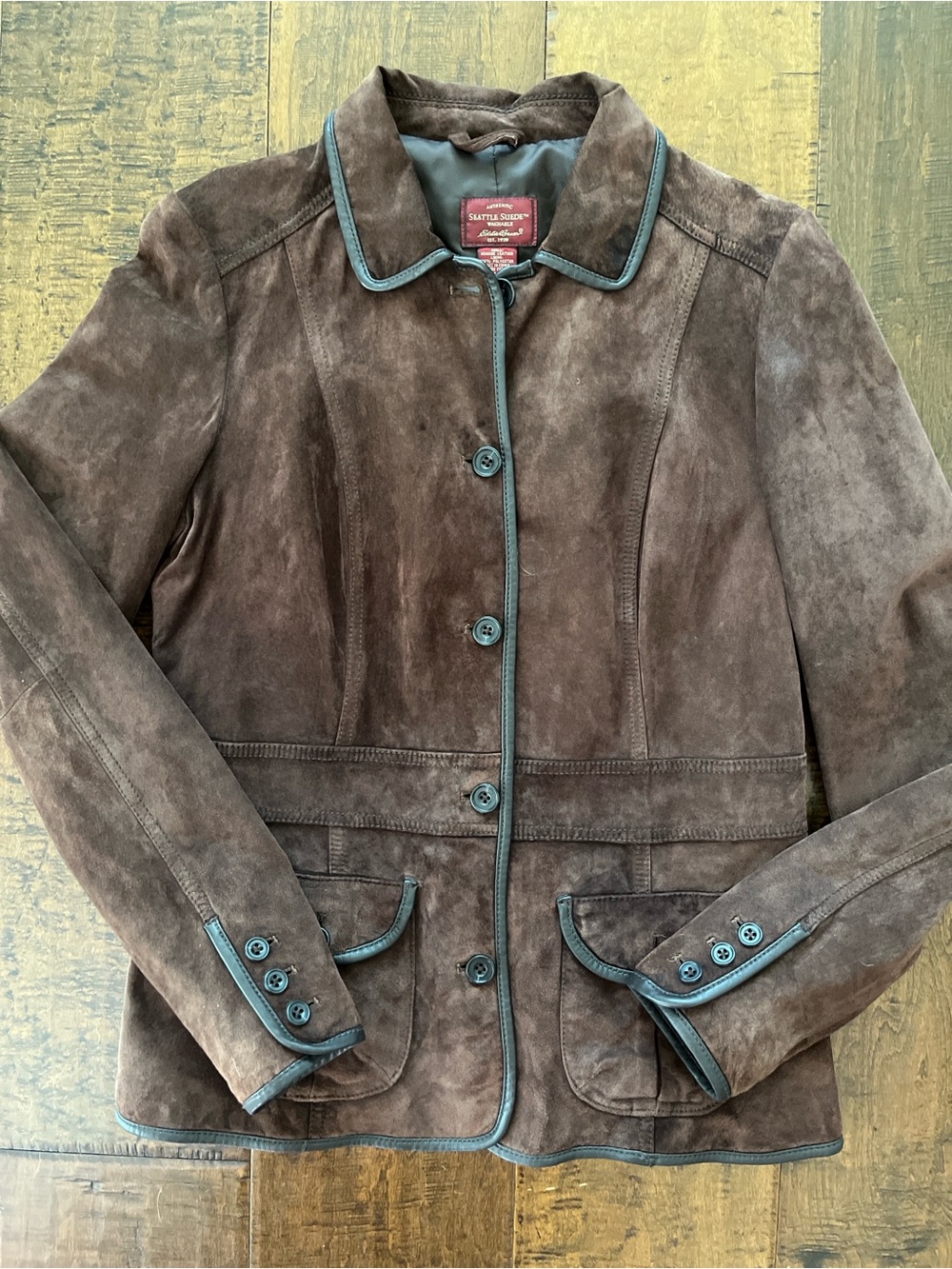 Vintage Y2K Eddie Bauer Seattle Suede washabke brown suede jacket Sz. M